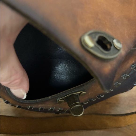 Navy blue and brown, gorgeous, smooth leather bag - Picture 4 of 8